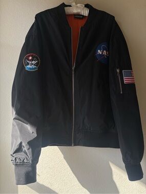 Chemistry Black NASA Patch Bomber Jacket